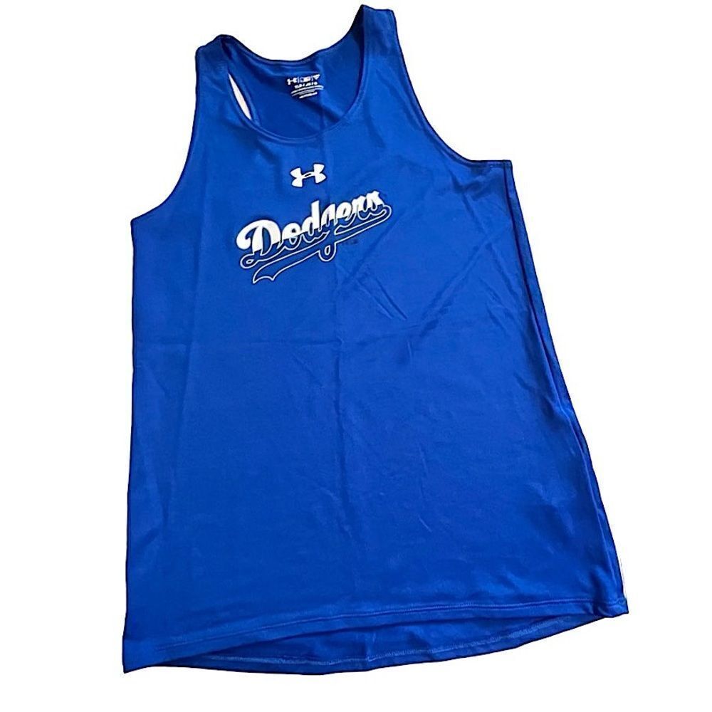 MLB Under Armour LA Dodgers Heatgear Tank Top Girls Youth Large Dodger Blue